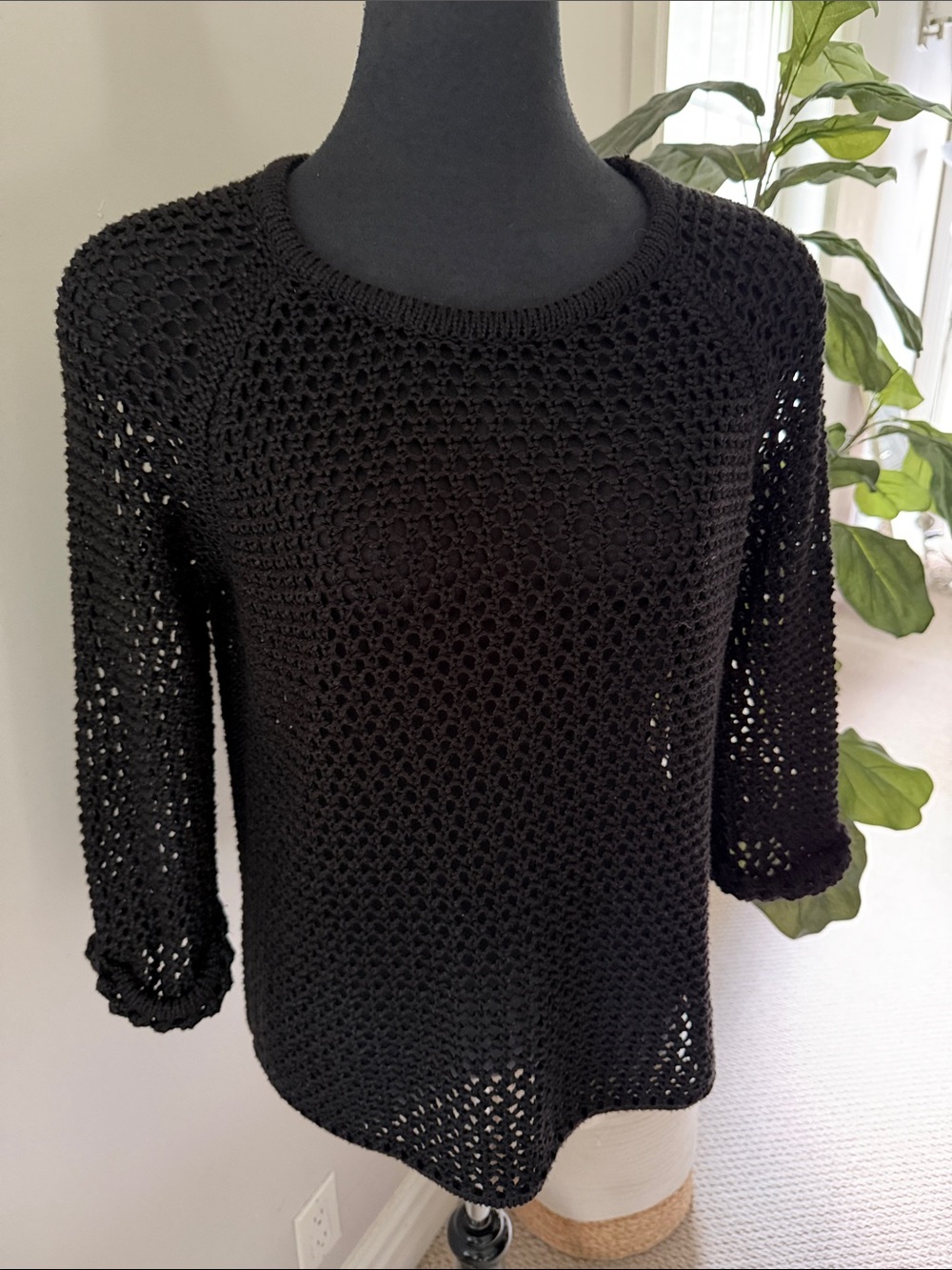 TOPSHOP BLACK OPEN KNIT SWEATER